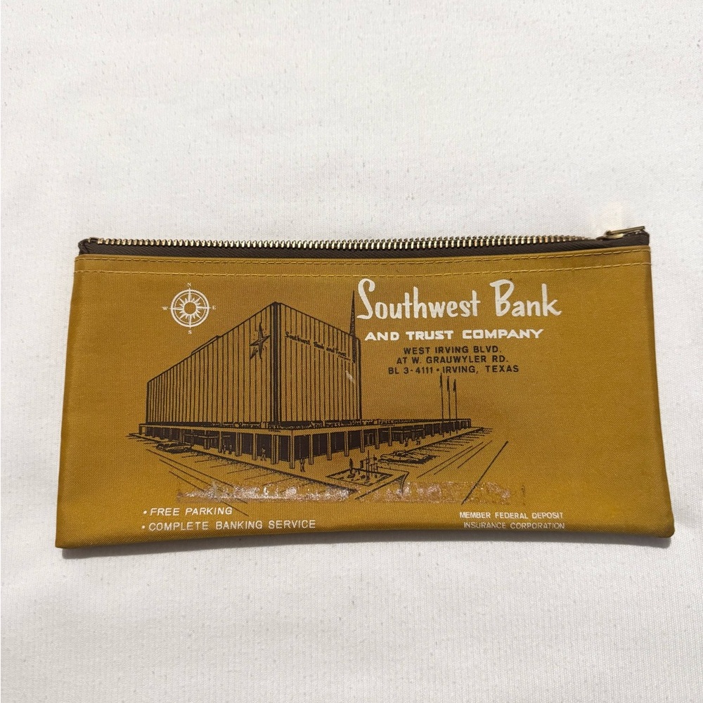 Vintage Bank Deposit Bag “ Southwest Bank” Beautiful Graphics (Use Or Display)